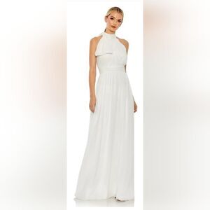 Mac Duggal HIGH NECK CHIFFON GOWN NWT size 4 White (55035)